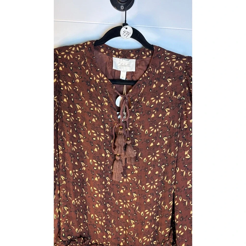 NWT Cleobella Jaslynn Mini Dress in Zadia Block Brown (MSRP: $248) Size Medium